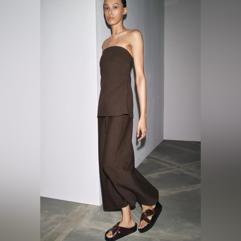 Strapless linen dress